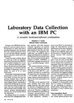 Article Laboratory Data Collection with an IBM PC