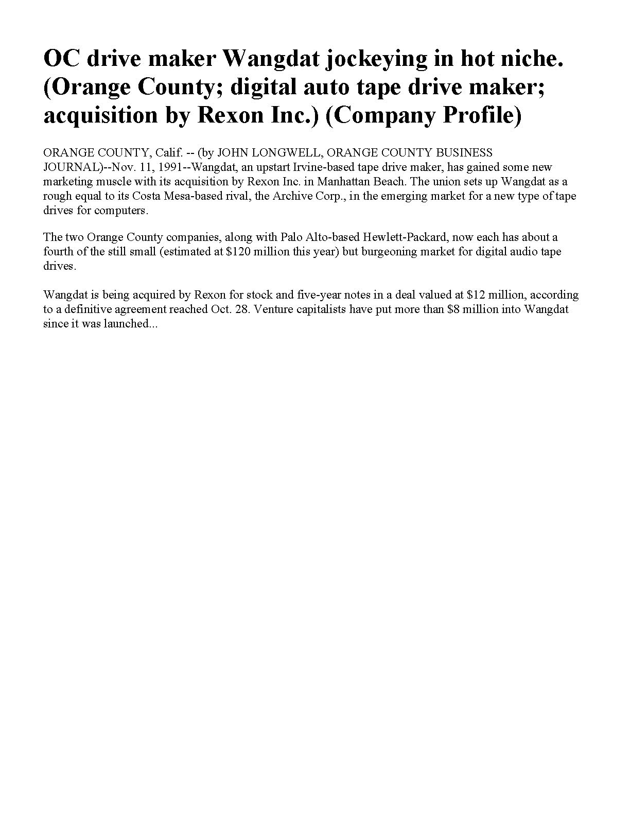 tecmar_news/1_rexon_buys_wangdat.html